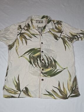 Caribbean Joe Button Up Hawaiian Silk Shirt Size S mens